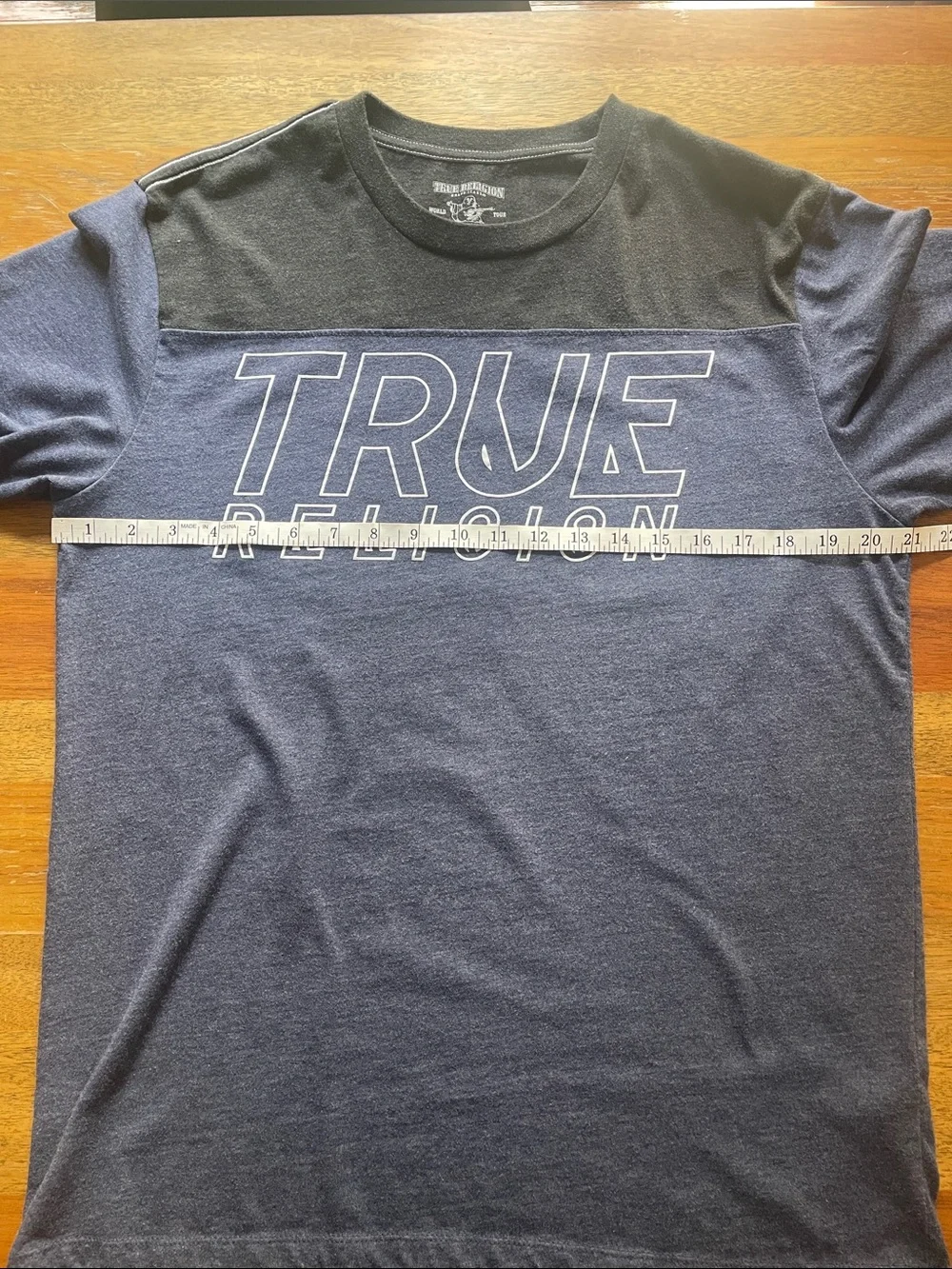 True Religion Navy and Black Short-Sleeve Logo Tee